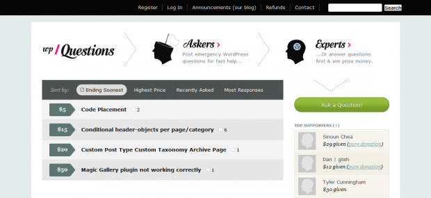wp questions screenshot
