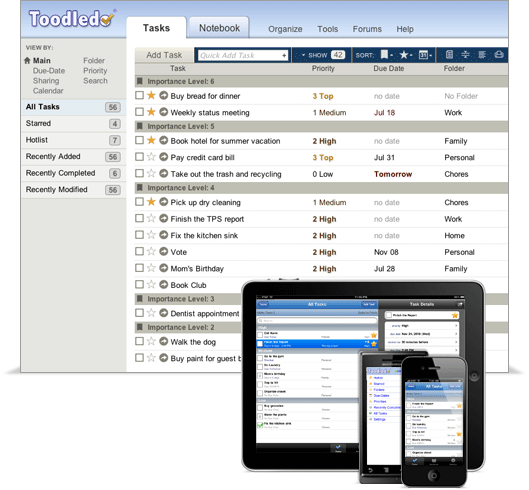 Toodledo in multiple devices