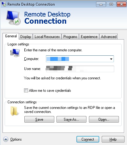 Remote desktop connection screenshot 